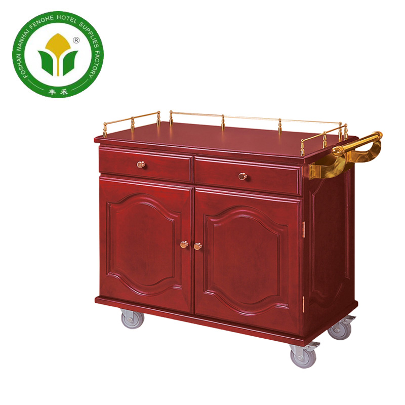 Многофункциональный четырехколесный деревянный чайный шкаф для отеля
