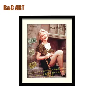 Vintage Marilyn Monroe Icone 3D Poster Decorazione Della Parete di Arte Con Cornice Stampa Con Telaio Nero