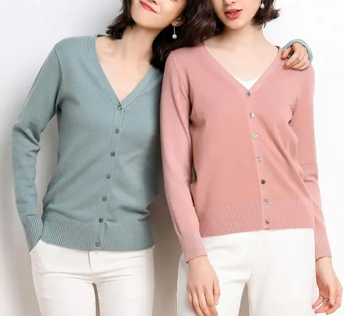 custom factory wholesale ladies women button down solid plain knit v neck bolero cardigan sweater