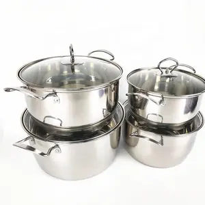 Japanese style 4 pcs High Quality Stainless Steel Cookware Set Induction Hot Pot Cooking Pot