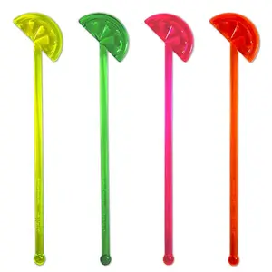 PS Nhựa Cà Phê Whiskey Khuấy Cocktail Swizzle Stick Trái Cây Khuấy