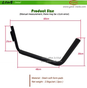 Estante de almacenamiento de kayak montado en la pared Negro estilo Yonk J con capacidad de carga de 75kg para surf - Product Image 4