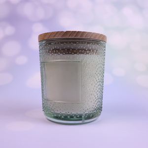 Scented Wedding favors candle <strong>voluspa</strong> with wooden lid wholesale embossed glass jar