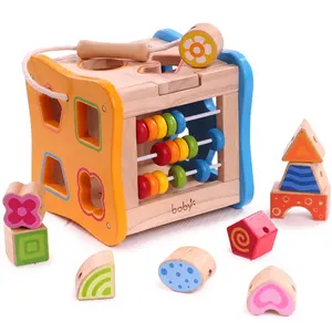 Shape Matching Wooden Educational Abacus Building Blocks Toys Intelligence Box