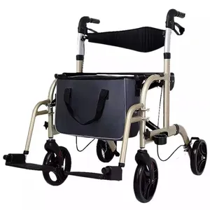 וחלל אלומיניום סגסוגת 4 גלגלים הליכון rollator/אלומיניום מתכוונן הליכון