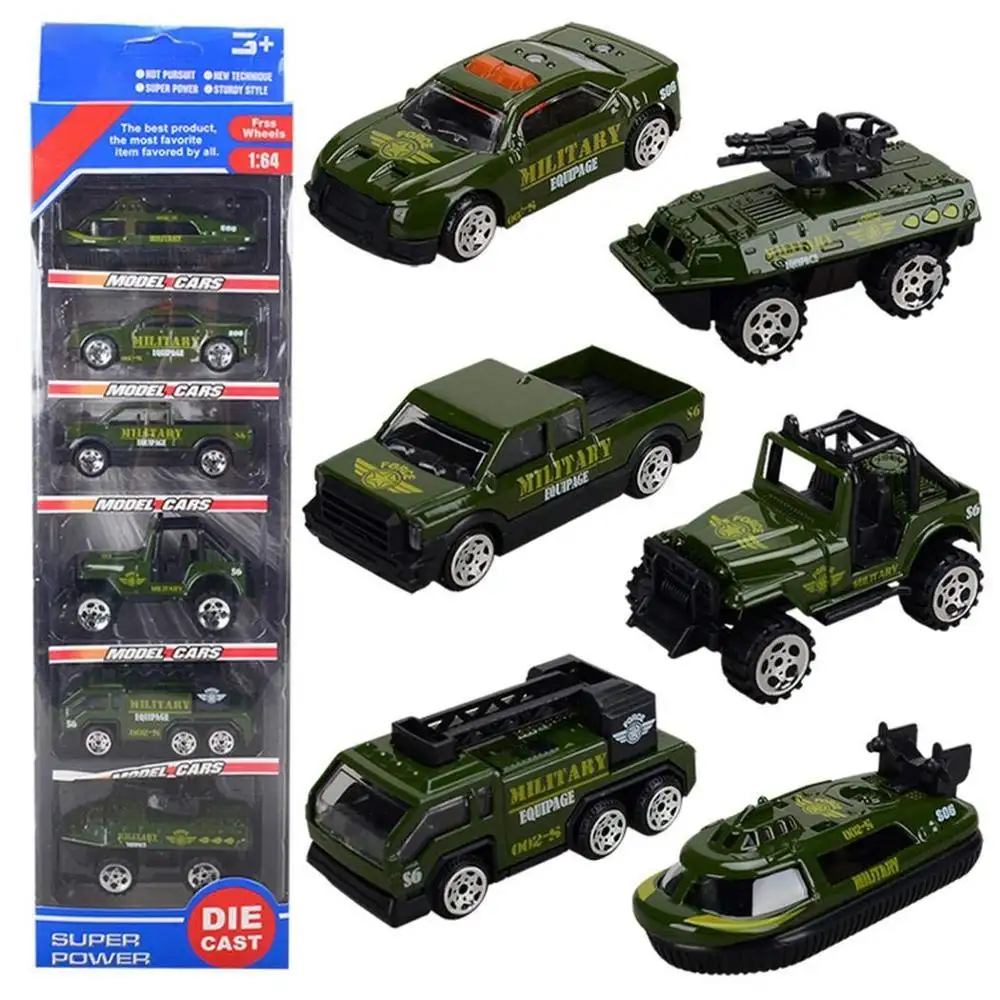 Friction Alloy Truck Military Vehicle Set 1/64 Scale 6pcs 3pcs Mini Truck Toy For Kids For Collection Promotional Diecast Car