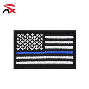 Wholesale Customize Cheap Embroidery USA <strong>Thin</strong> <strong>Blue</strong> <strong>Line</strong> Flag <strong>Patch</strong> for Clothes and Hats - Product Image 3
