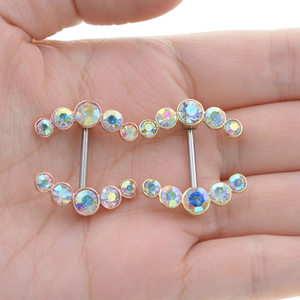 Sexy Piercing al Capezzolo Trasparente con Cristalli Colorati a Forma di Cuore, Barrette per Piercing Corporeo Femminile - Product Image 4