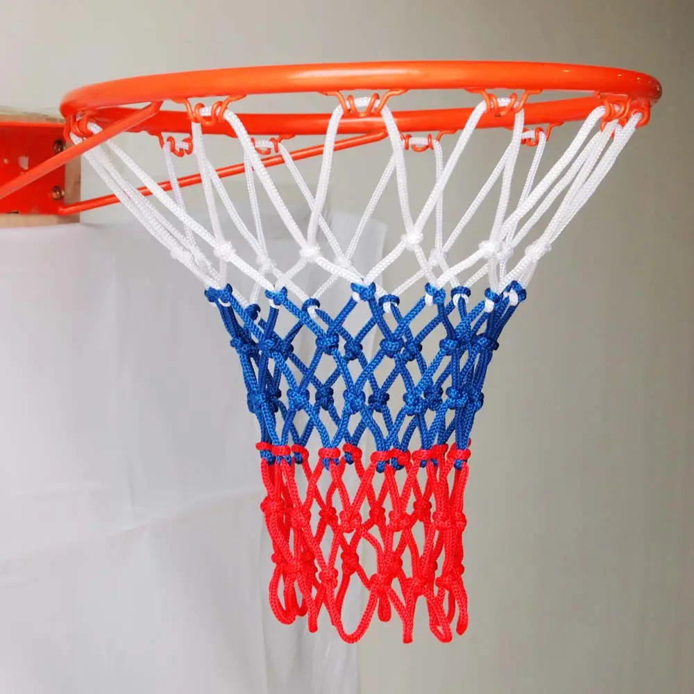 प्रीमियम 5 मिमी नायलॉन थ्रेड बास्केटबॉल रिम नेट टिकाऊ, लाल, 12 लूप्स के साथ मानक आकार