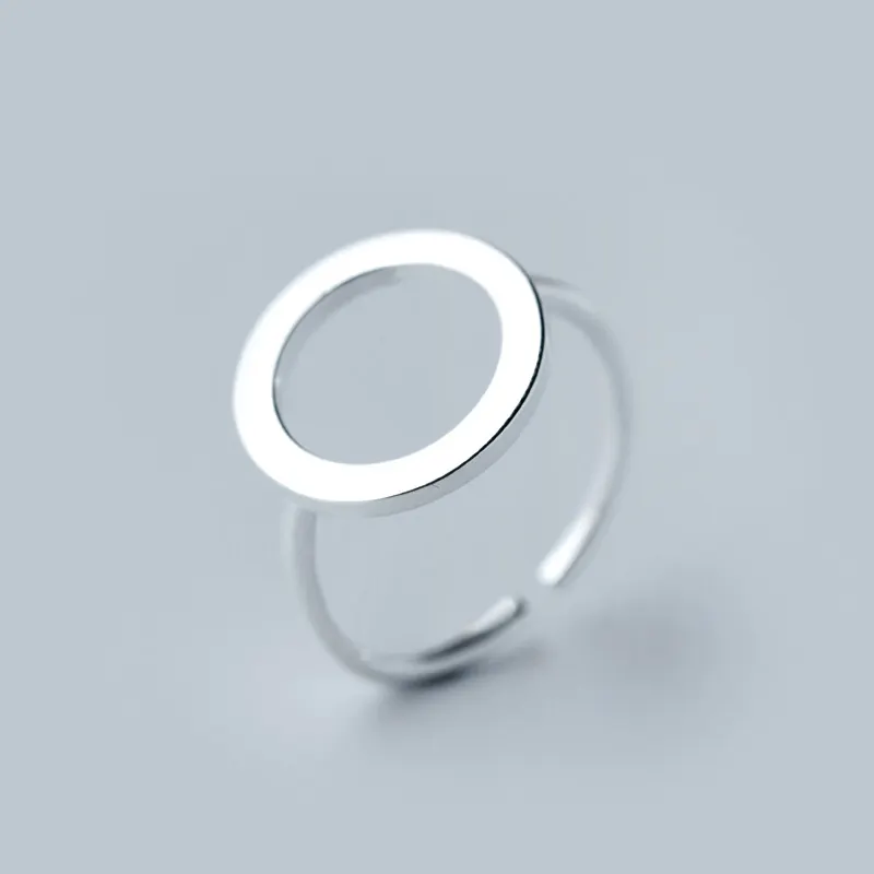 Cincin Perak Murni Wanita, Perhiasan Kepribadian Gaya Sederhana 925 Perak Murni Lingkaran Terbuka untuk Wanita