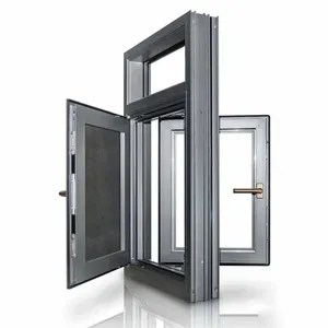 Modern fashion design casement window with top fixed panel high performance hot sell cheap aluminum casement window drawing