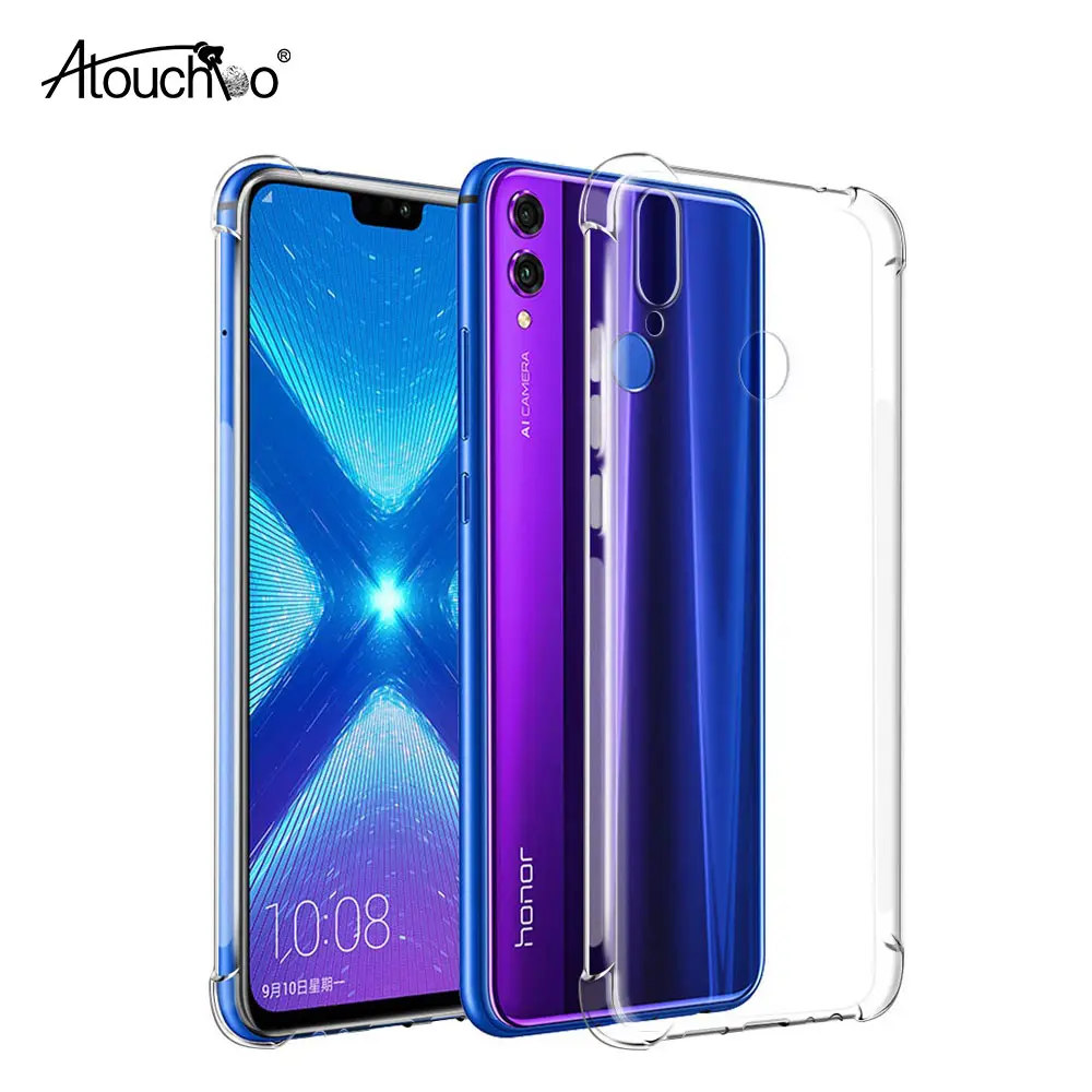 ATOUCHBO Crystal Clear ARMOR Transparent TPU Protective Cover ANTI Shock-Absorption Soft Gel Phone Case for Huawei Honor 8X