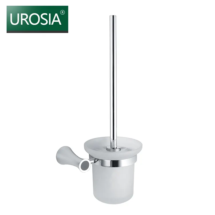 Modern Stainless Steel Brass Wall Mounted Toilet Brush Holder Glass Cup Hotel Clean Bathroom Accessory Matte Brass Finishing