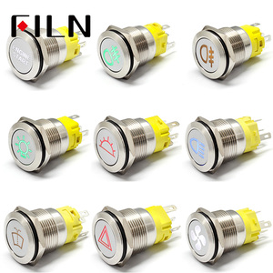 16mm 12v LED Stainless Steel Metal Push <strong>Button</strong> Switch Dashboard Warning <strong>Symbol</strong> Momentary Latching Car Racing - Product Image 2