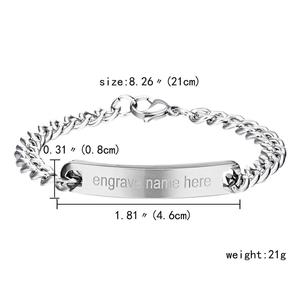 <span class=keywords><strong>Bracciale</strong></span> Personalizzato a Barra in Acciaio Inossidabile Color <span class=keywords><strong>Argento</strong></span> Inciso su Misura per <span class=keywords><strong>Uomo</strong></span> e Donna - Product Image 3