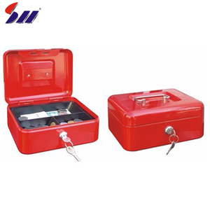 Duradero 5 apartamento columna de seguridad de metal rojo efectivo caja con bandeja extraíble de monedas - Product Image 1