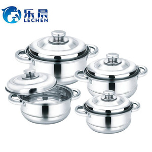 Cooking Pot Stainless Steel Kitchen Stainless Steel Stock Pot 3 Pieces 4 Pcs With Pipe Shape Handle Cooking Pot Cookware Set