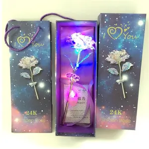 24k金玫瑰花婚礼创意礼物24k金箔花情人节金玫瑰花礼物24k