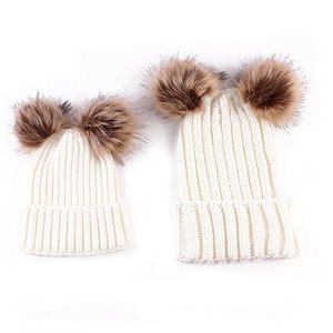 Real fur pom pom winter hat female winter hat - Product Image 1