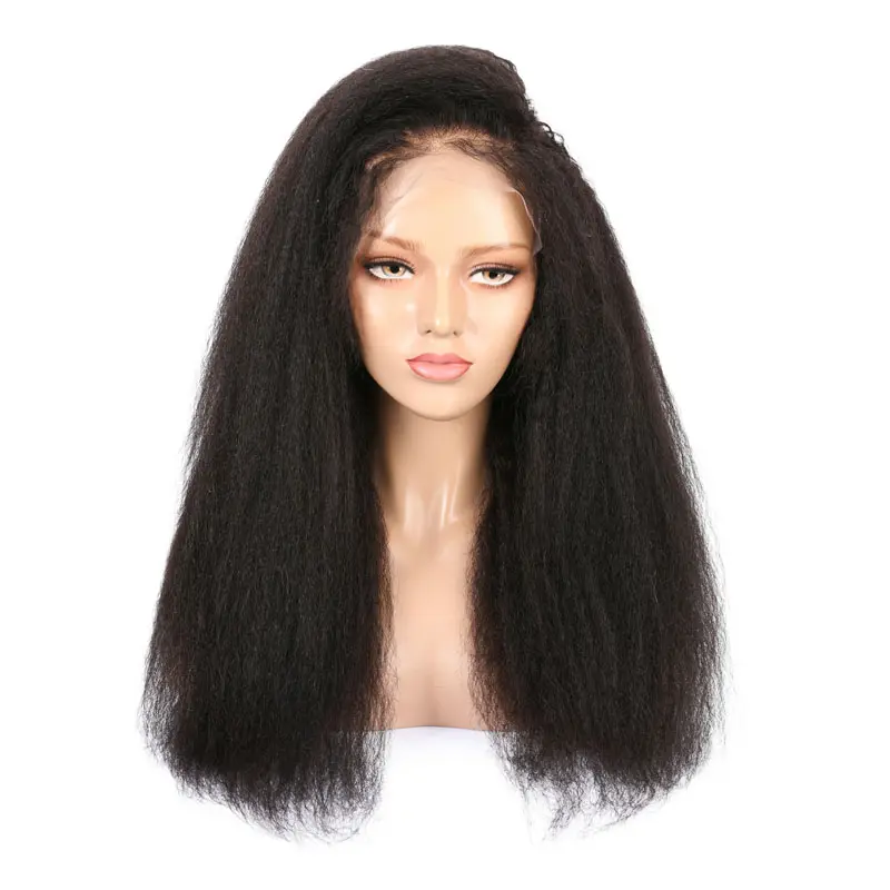 Wig Renda Depan Rambut Manusia Virgin Lurus Keriting/Wig Rambut Manusia Depan Renda Frontal untuk Wig Hitam Afrika Amerika untuk Wanita
