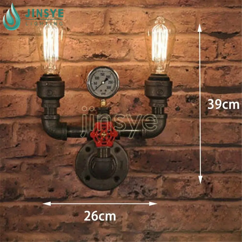 Schwarze industrielle Eisen wasser leitung Wand leuchte DIY Rohr lampe mit Uhr