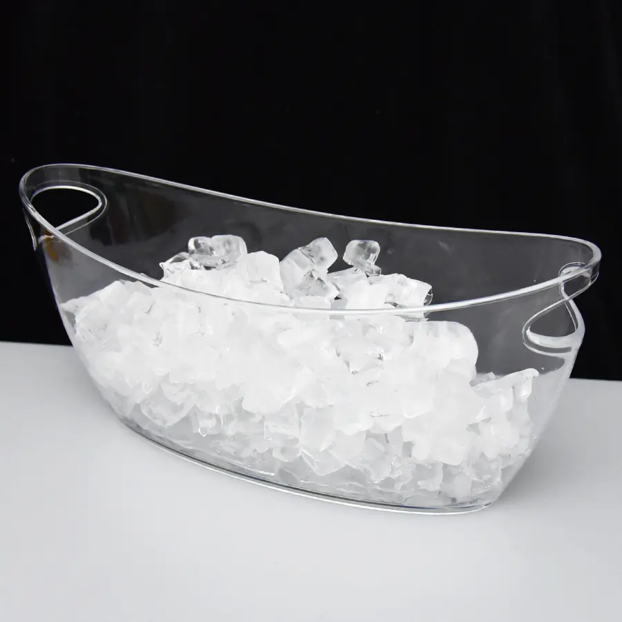 プロモーションカスタマイズブランド楕円形ビール透明プラスチックボート形アイスバケット