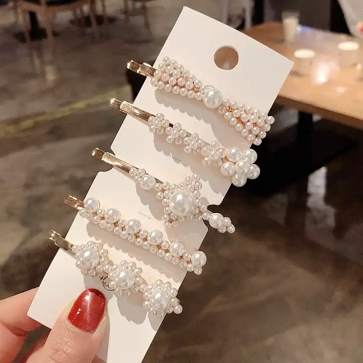 fashion hair clip simple pearl metal