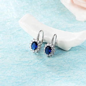 Lot De Bijoux en gros Couleur Bleu Saphir Goutte CZ Pierre Argent luxe Halo Vintage Boucle D'oreille pour <span class=keywords><strong>Les</strong></span> Femmes - Product Image 3