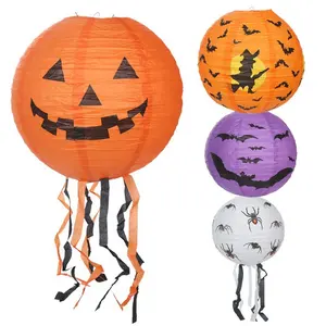 Hanging Halloween Pumpkin Lantern Paper Lantern With Fringe