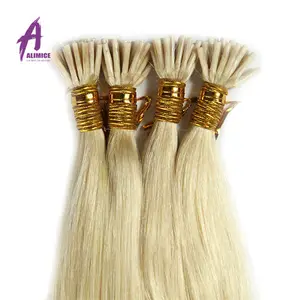 100% virgen huma pelo inclino la extensión del pelo, fábrica proveedor ruso 613 blonde extremidad del palillo extensión del pelo