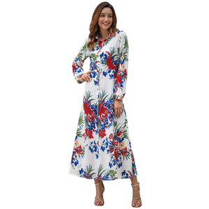 Usine fabricant YILEYA femmes robe fleurs dames manches longues robes chic décontracté floral robe maxi - Product Image 4