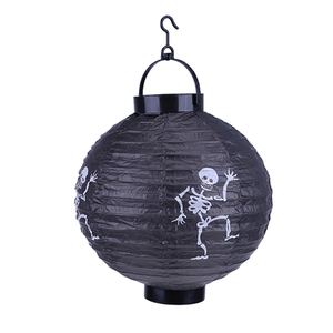 Negro redondo linterna de papel Enven Ribing Halloween Decoración de casa - Product Image 1