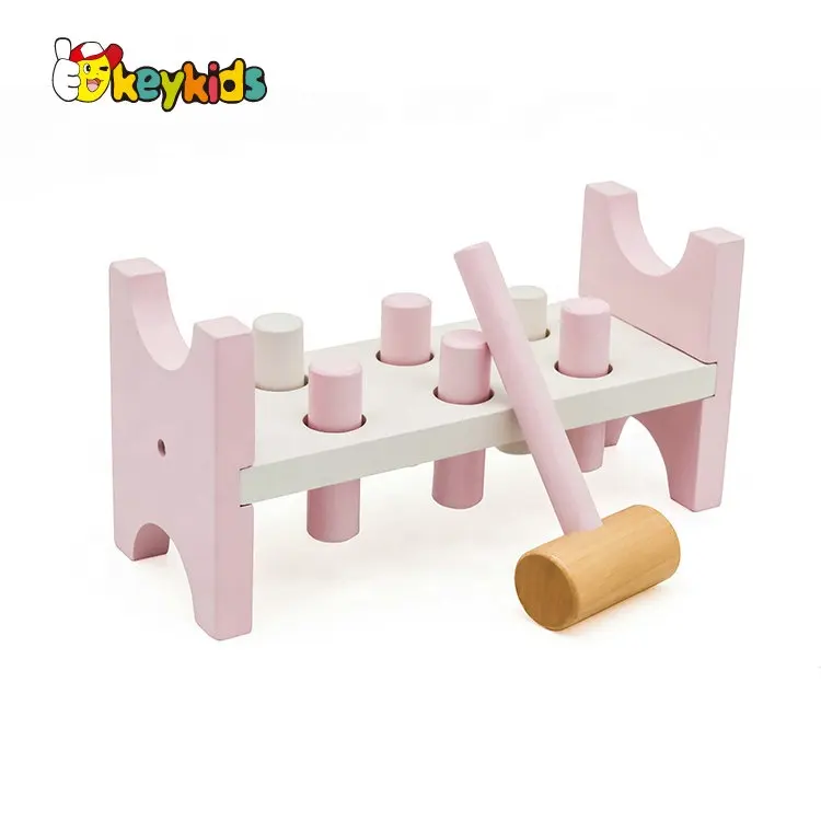 2019 nouveau design préscolaire rose livre en bois un jouet de cheville pour les enfants W11G047