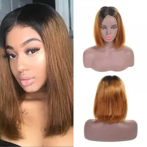 Prix Pas Cher Cheveux Humains Brésiliens Colorés 1B 30 <span class=keywords><strong>Blonde</strong></span> Pas Cher Court <span class=keywords><strong>Coupe</strong></span> Bob Lace Front Perruque - Product Image 1