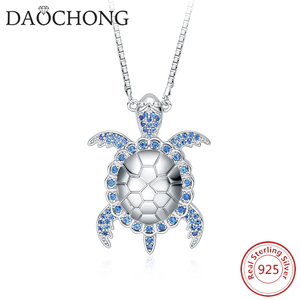 925 En Argent Sterling Bleu Zircone Tortue <span class=keywords><strong>de</strong></span> <span class=keywords><strong>Mer</strong></span> Pendentif Collier pour les femmes - Product Image 1