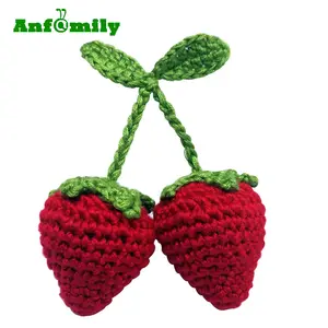 Crochet खाद्य रसोई खिलौना Crochet नाटक स्ट्रॉबेरी