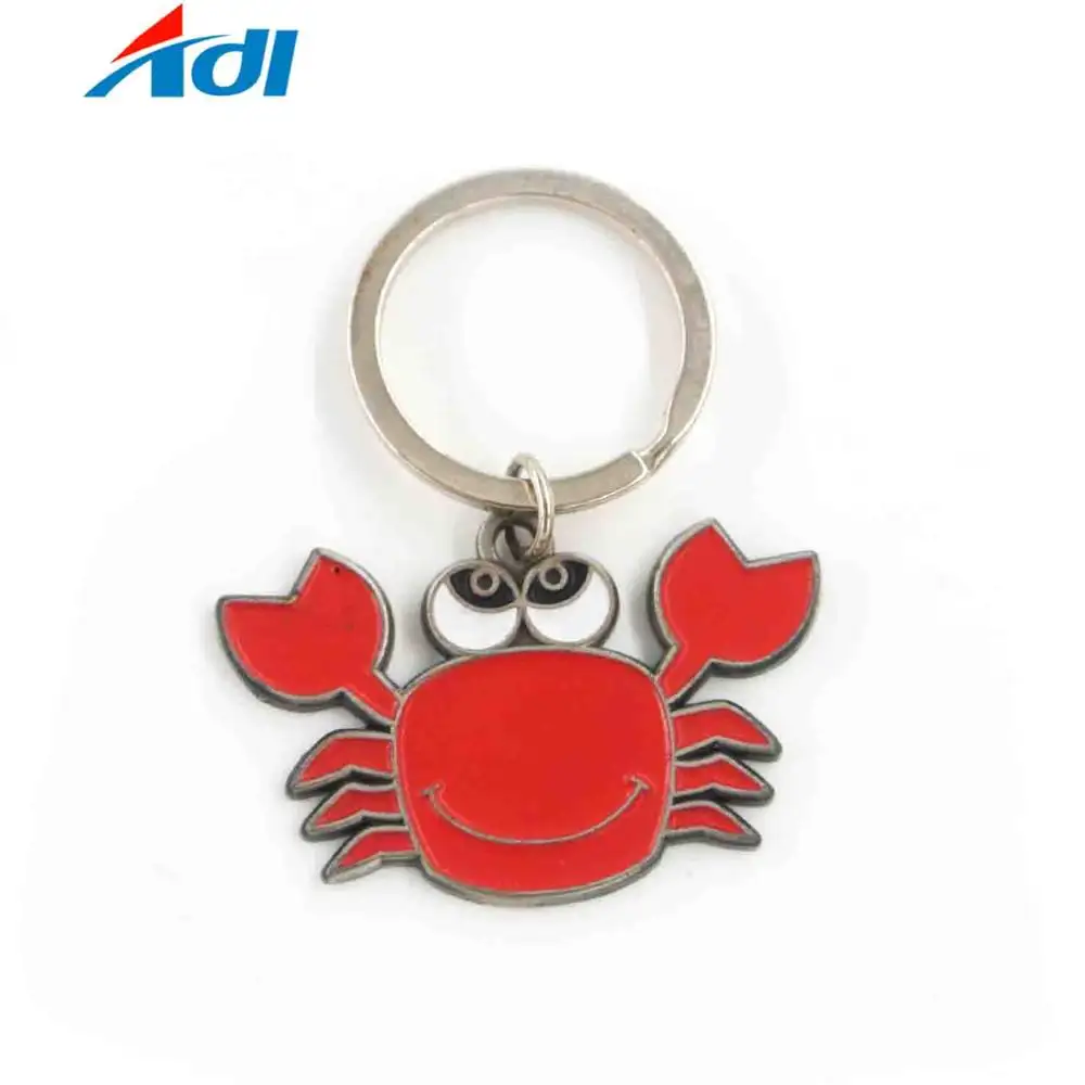 Custom metal animal red crab seafood keychain for souvenir
