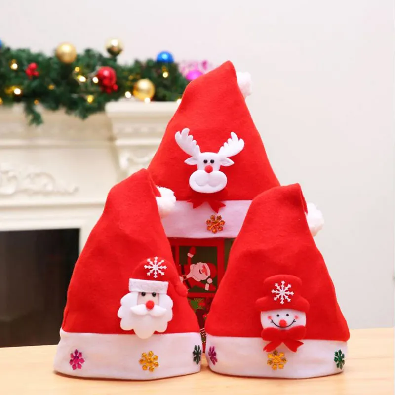 Groothandel Festival Kerst Decoratie Ornamenten Mini Kerstman Hoed Met Licht