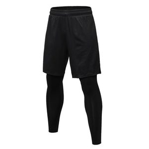 False Twp Pieces collant Quick Dry Elastic Fitness Training Sport <span class=keywords><strong>Leggins</strong></span> per uomo - Product Image 2