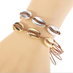 Mode Vrouwen Armband Shell Weave Knoop Armband Goud Zilver Kleur Shell Armband