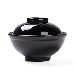 Nhật Bản Phong Cách 6 Inch Vòng Bát Ăn Với Nắp Tráng Men Màu Đen Gốm Thực Phẩm Cấp Nhà Bộ Đồ Ăn - Product Image 5