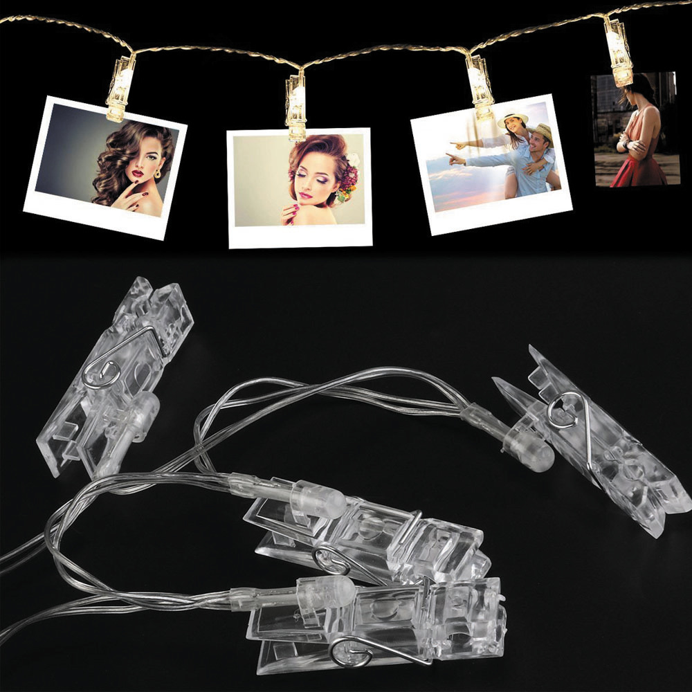 Светодиодная гирлянда с зажимом для фотографий, питание от USB/аккумулятора, сказочные мерцающие огни, украшения для свадьбы, вечеринки, Рождества, дома, подвесные светильники для фотографий