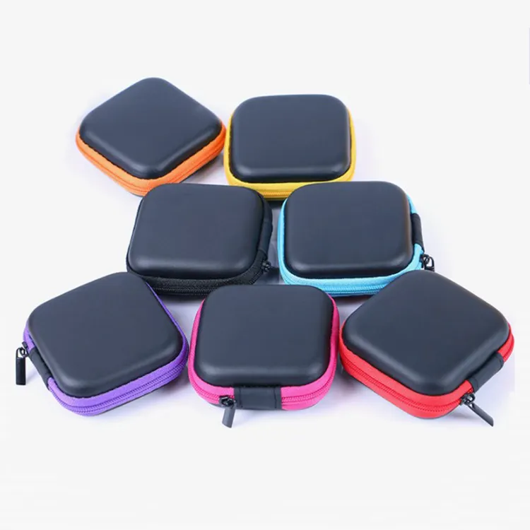 Portable Square Earphone Carrying Cases Hard EVA Earbud Case Bag for Headphones USB Cables