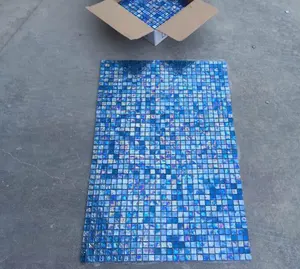 Swimming Pool Glass Mosaic Tile New Building Construction 8mm Thickness Iridiscent Crystal Glass Mosaic For Swimming Pool Tile
