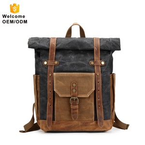 superior portátil rollo vintage retro para hombre hombres bolso viaje bolsa normal mochila de lona encerada mochila de viaje - Product Image 6