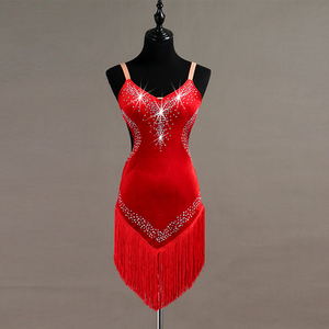 Váy nhảy <span class=keywords><strong>Latin</strong></span> chất lượng cao, gợi cảm, dành cho nữ, có tua rua và đính đá. - Product Image 1