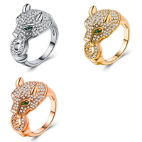 Bijoux en argent 925 à la mode Plaqué or 18 carats Zircon cubique Anneaux léopard pour femmes