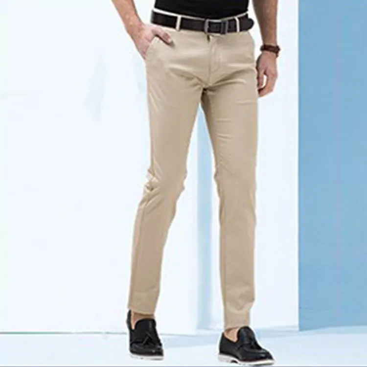 Pantalones ajustados con patrón para hombre, pantalón de oficina, color caqui, novedad, venta al por mayor