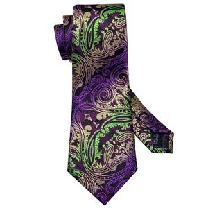 <span class=keywords><strong>Cravate</strong></span> classique brodée vert violet cachemire bouton de manchette Hanky Gravata cravates en soie pour hommes Vente en gros - Product Image 4