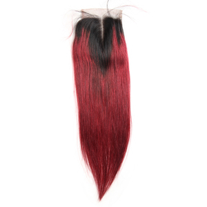 Barato 99J Color indio Cierre del frente del cordón del pelo humano se puso rojo cabello mojado y ondulado - Product Image 1